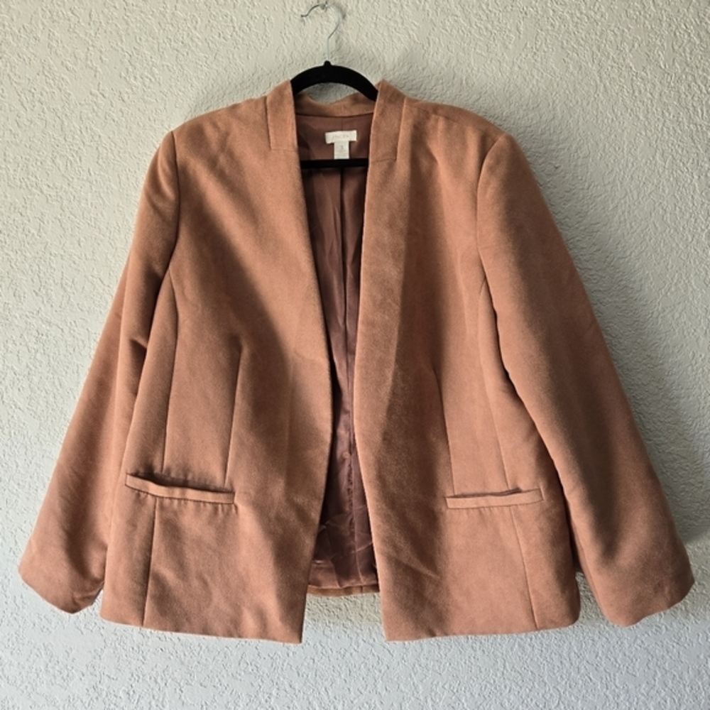 Chicos 3 Faux Suede‎ Blush Pink Blazer Jacket